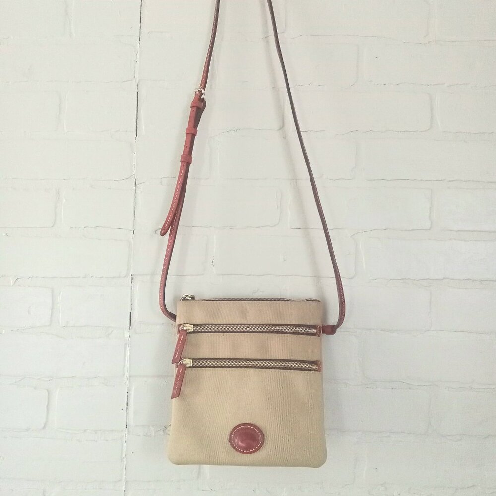 Dooney & Bourke Tan Canvas Crossbody with Brown Leather Trim - Picture 6 of 6